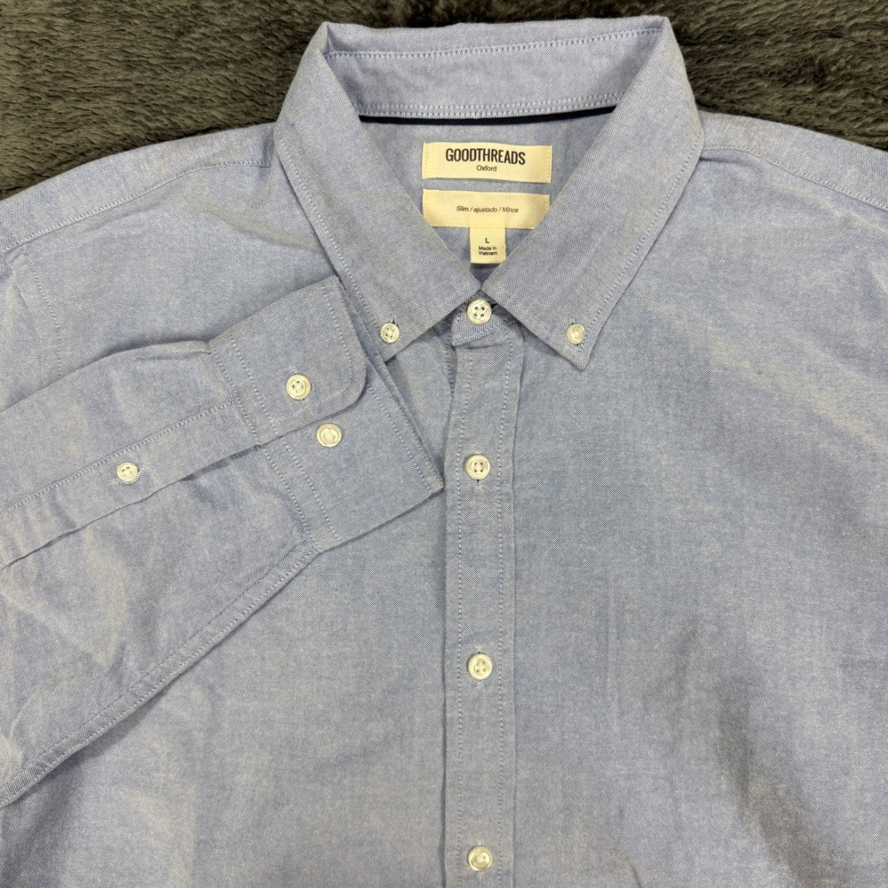 Goodthreads Oxford Shirt Mens L Light Blue Slim Fit Button Down